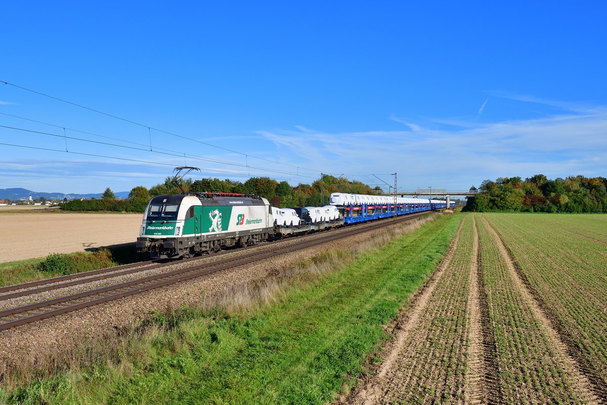 1216 960 mit einem Autozug am 29.09.2019 bei Strasskirchen.