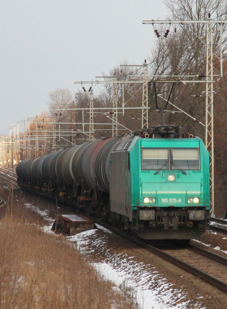 1.2.2015 Röntgental. 185 575 mit Kesselzug Richtung Karower Kreuz