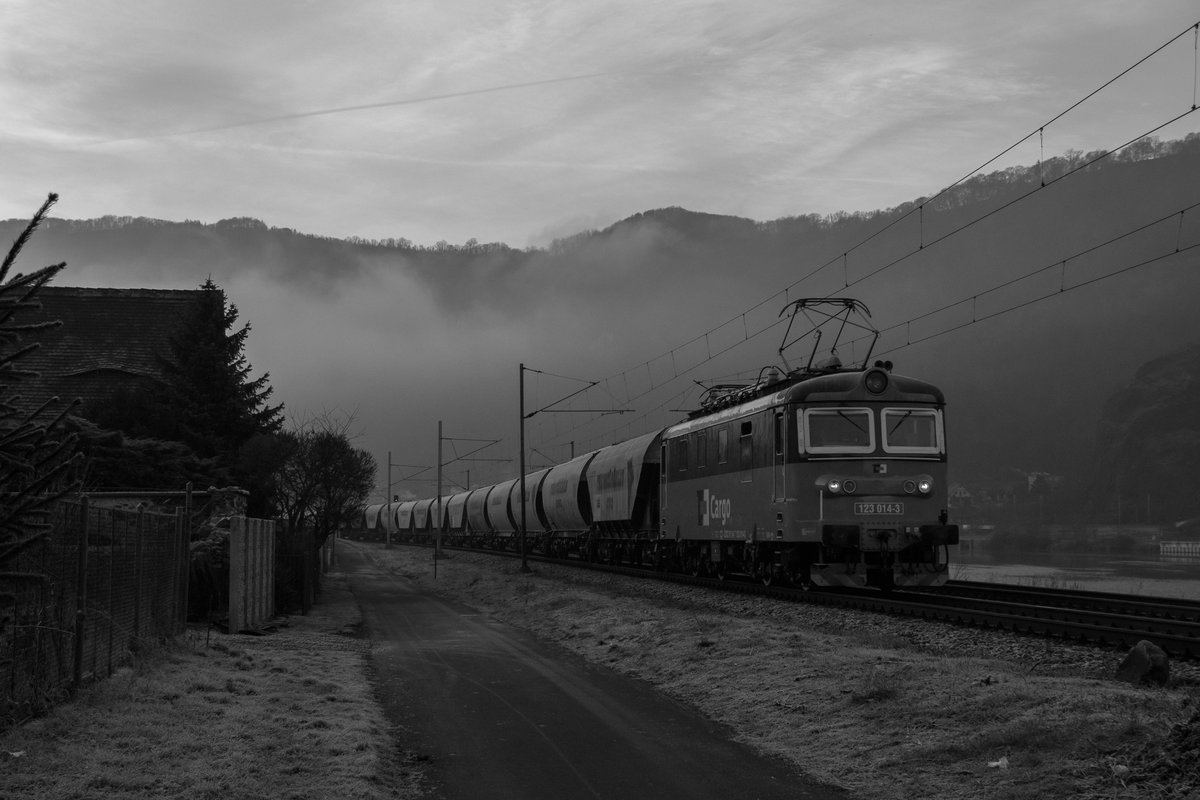 123 014-3 - Ústí nad Labem 12.01.20 - Vorm Sonnenaufgang im eiskalten Elbtal...