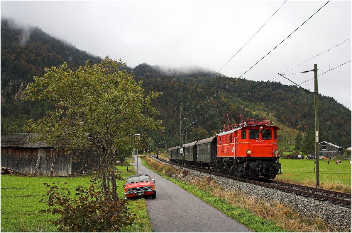 1245.518 mit einem Sonderzug zum Jubiläum 100 Jahre Mittenwaldbahn nach Mittenwald bei Scharnitz