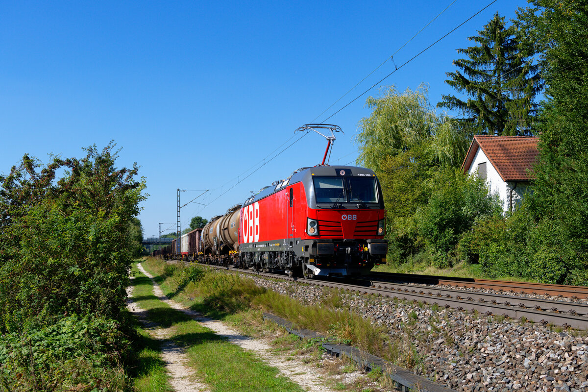 1293 189 ÖBB mit einem gemischten Güterzug bei Postbauer-Heng Richtung Regensburg, 08.09.2020