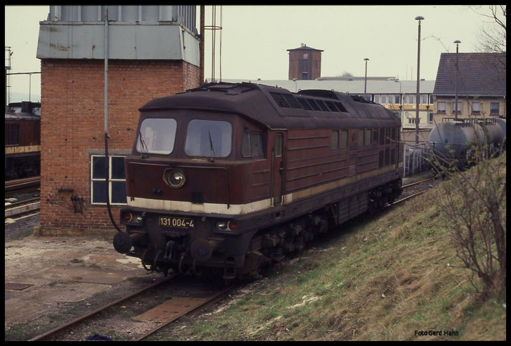 131004 am 29.3.1991 im Bahnbetriebswerk Vacha.
