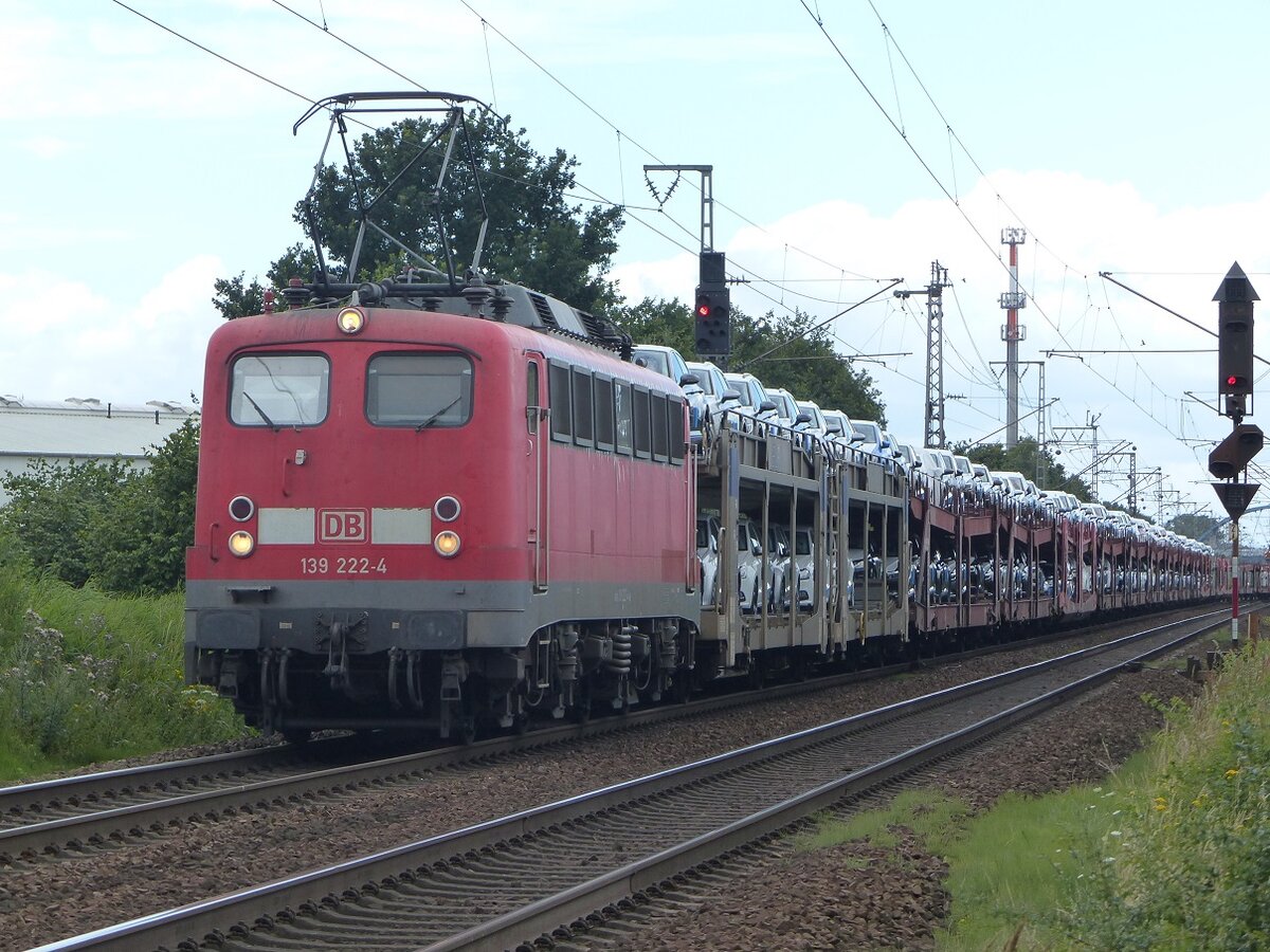 139 222 mit Auto-Ganzzug bei Salzbergen, 30.07.15