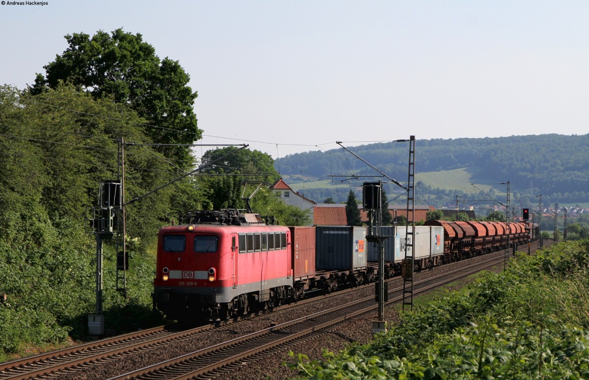 139 309-9 mit dem EK 53736 (Göttingen-Hannover Linden) bei Beulshausen 12.6.15