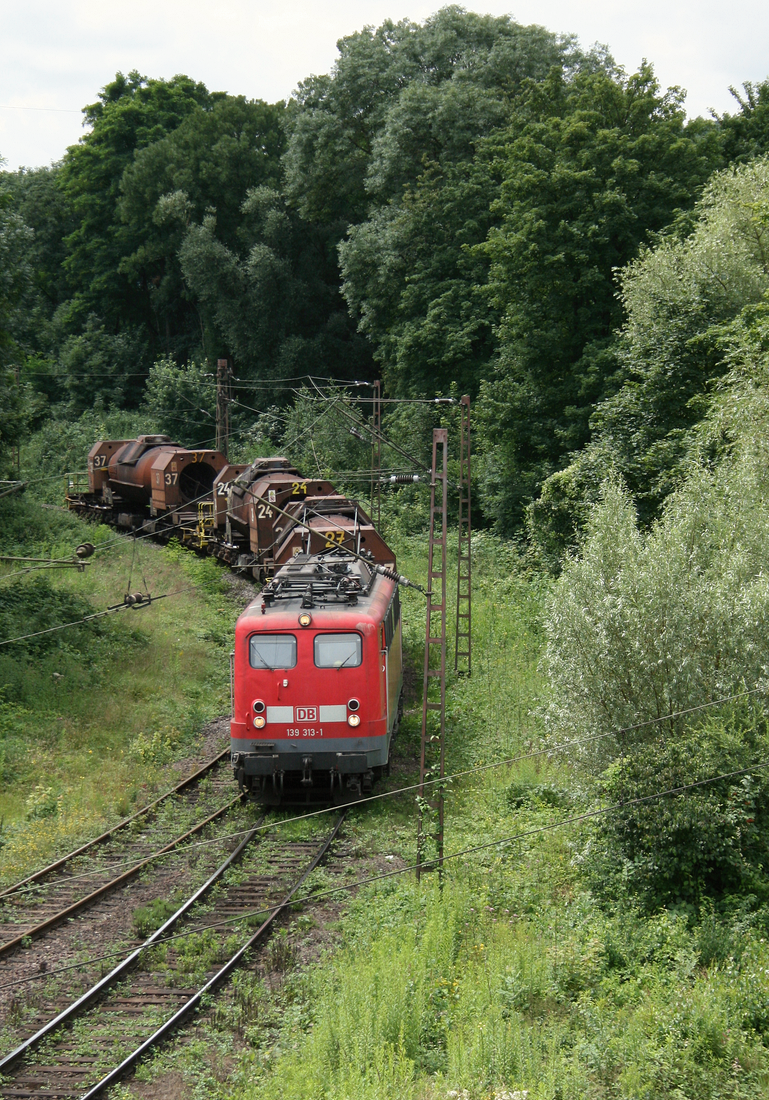 139 313 (damals leihweise für Saar Rail im Einsatz) // Dillingen // 15. Juli 2012	

