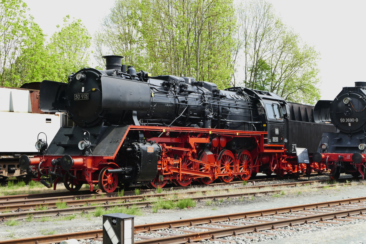 14. Mai 2019, Pfingstdampf im DDM Neuenmarkt. Die 50 975 wurde 1941 bei Krupp gebaut. Sie gehört zum Bestand der Museumsloks im DDM.