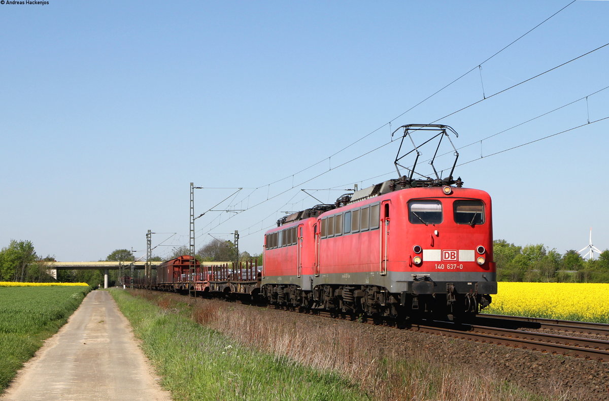 140 637-0 und 140 858-2 mit dem  EZ 51219 (Osnabrück Rbf-Seelze Mitte) bei Lindhorst 7.5.16