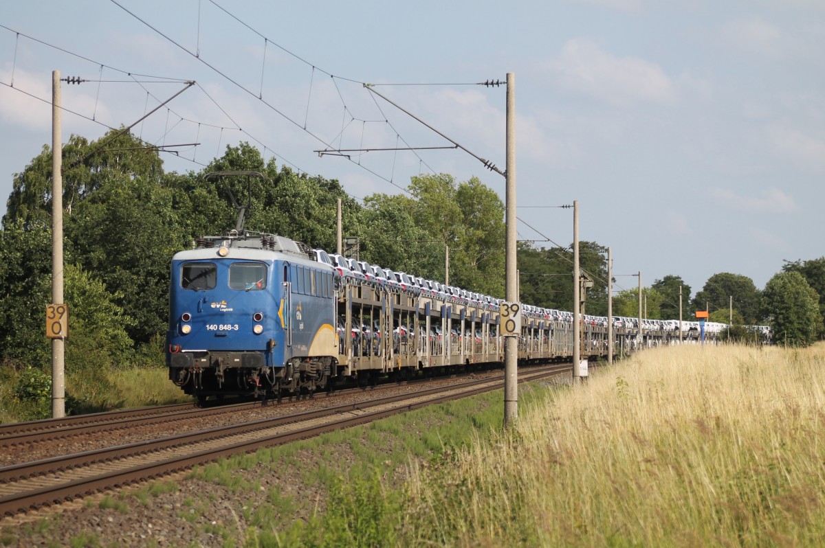 140 848-3 der EVB bei Woltorf am 16.07.2015
