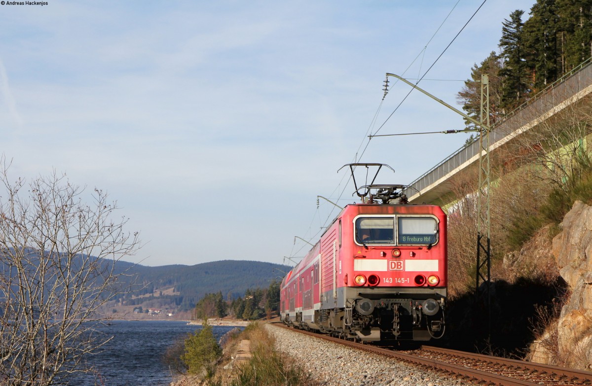 143 145-1 mit der RB 17269 (Freiburg(Brsg)Hbf-Seebrugg) kurz vor ihrem ZIelbahhnhof 29.12.15