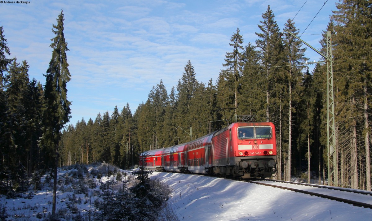 143 145-1 mit der RB 26927 (Freiburg(Brsg)Hbf-Seebrugg) bei Altglashütten-Falkau 31.12.13