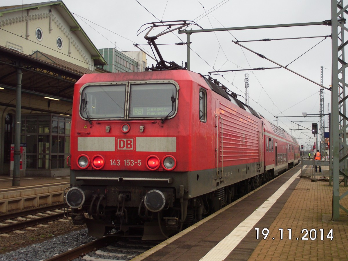 143 153-5 mit RB nach Sangerhausen in Nordhausen 