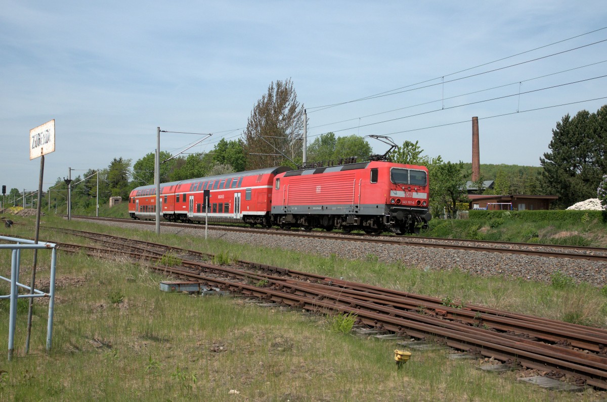 143 157 am 16.05.15 bei Chemnitz-Hilbersdorf am Sächs. Eisenbahnmuseum
