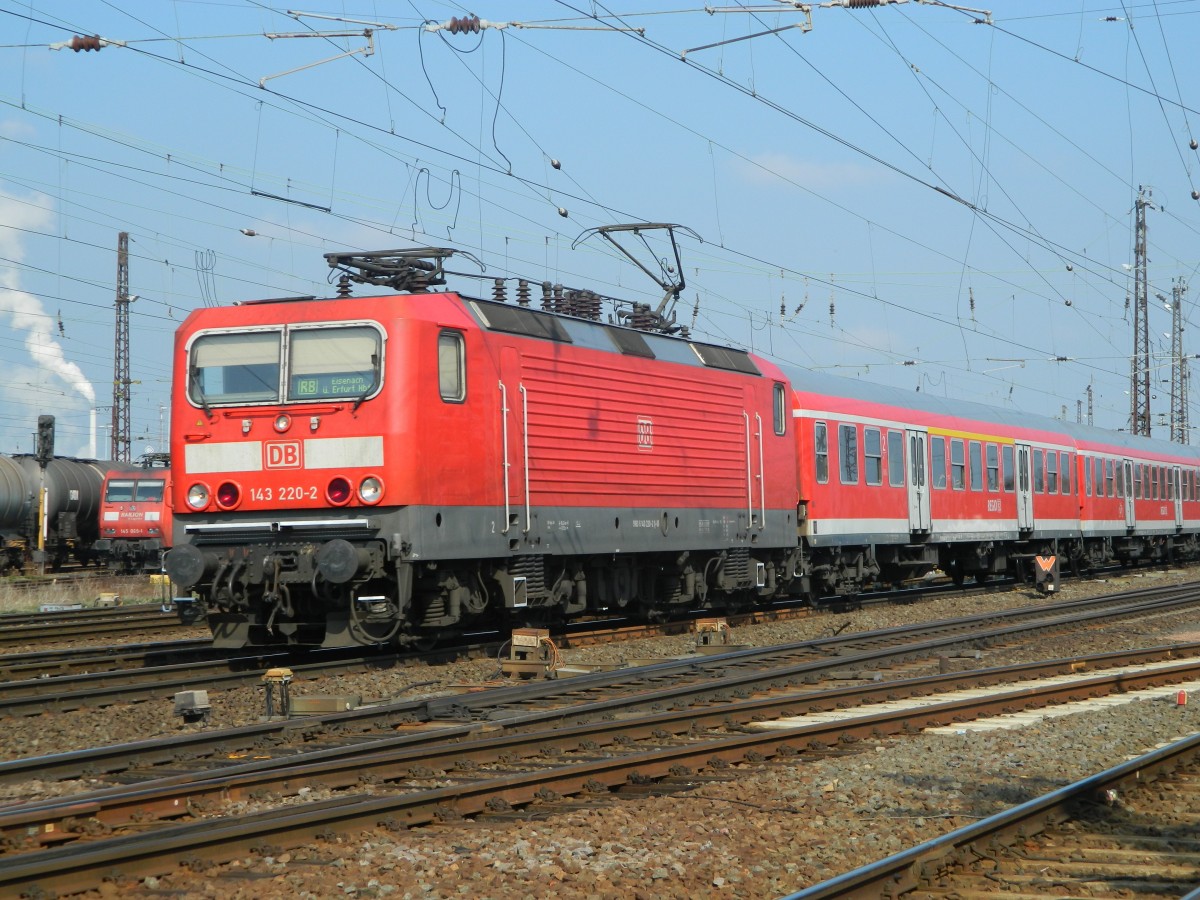 143 220 mit RB16314 am 26.03.2014 in Großkorbetha auf dem Weg nach Eisenach.