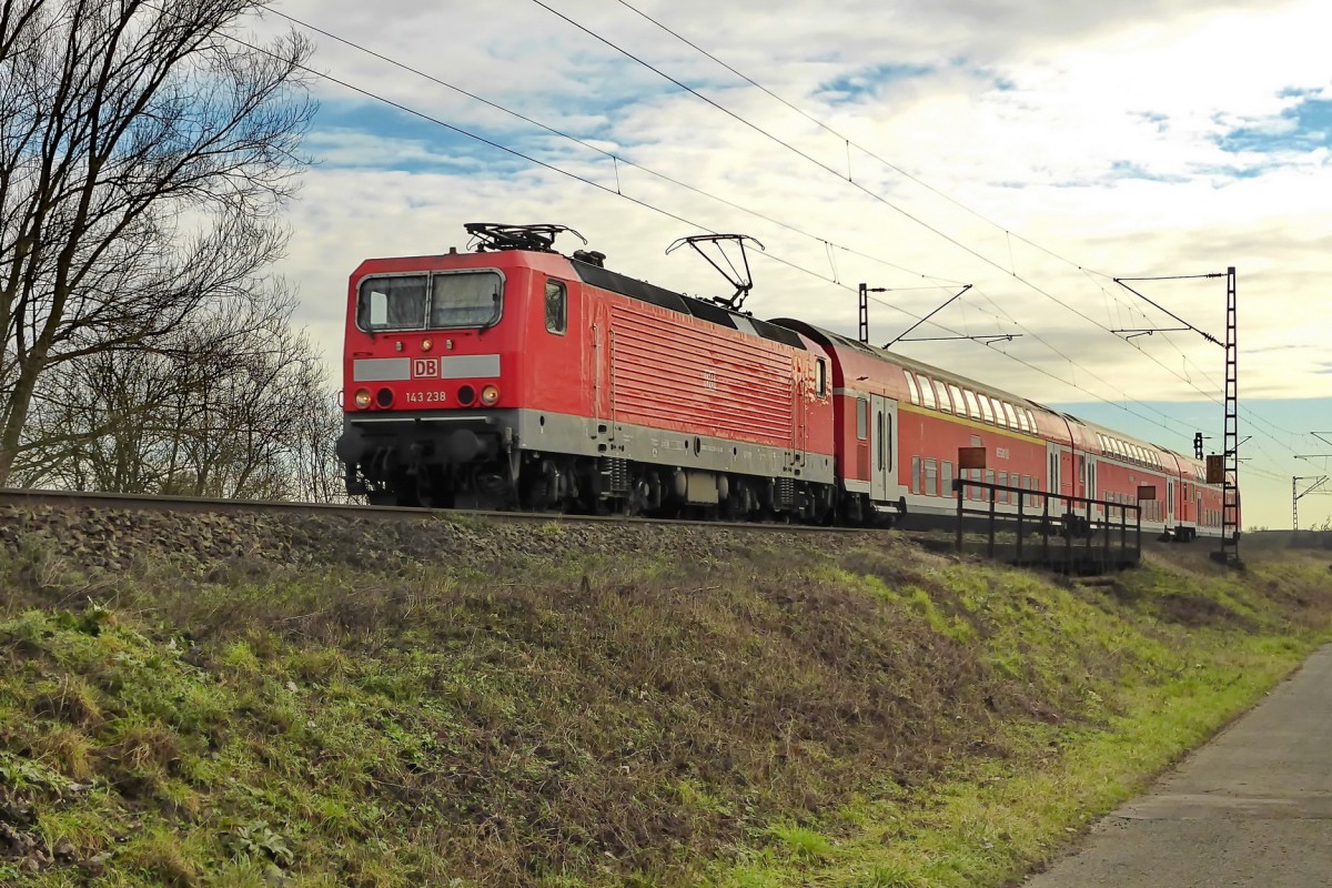 143 238 DB als RB 75 nach Wiesbaden - Groß Gerau / Nauheeim - 14.01.2016