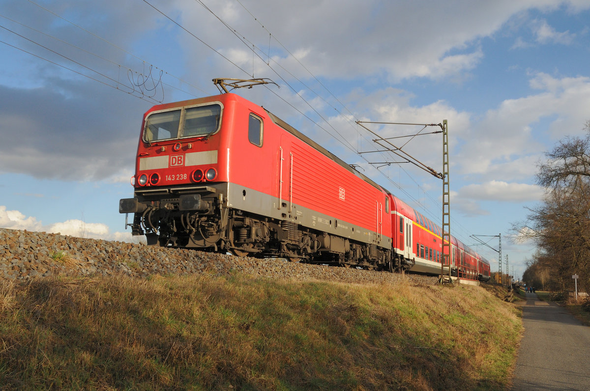 143 238 (RB75 Wiesbaden - Aschaffenburg) bei Nauheim am 24.02.2017