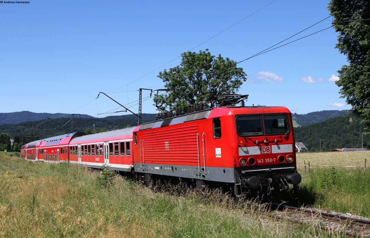 143 350-7 mit der RB 17277 (Freiburg(Brsg)Hbf-Titisee) bei Himmelreich 22.6.16