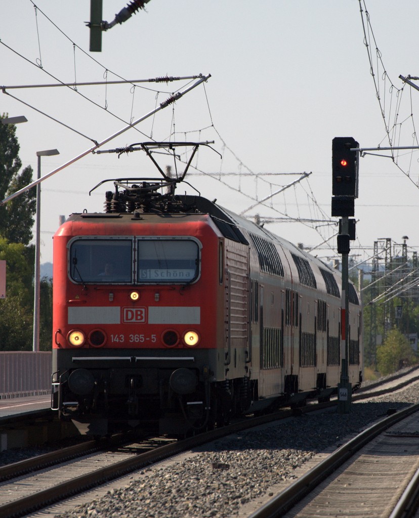 143 365 - 5 als Zuglok fr die S1 nach Schna. Radebeul West 06.09.2013  15:06 Uhr.