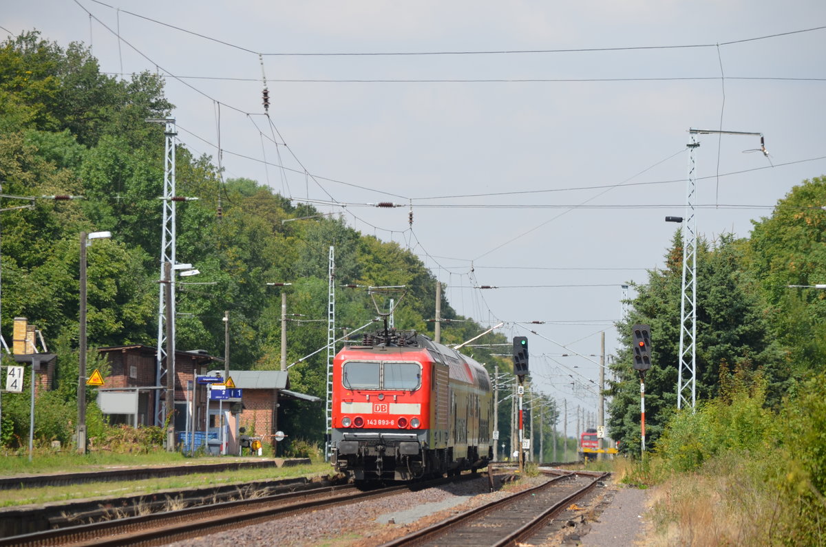 143 893-6 mit Dosto in Kämmereiforst S9 nach Halle Saale der S-Bahn Mitteldeutschland 19.07.2018