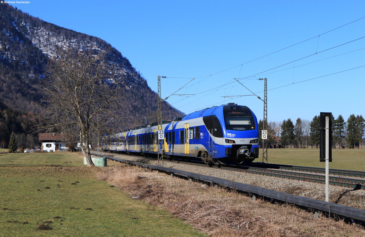 1430 019 als BRB 79067 (Grafing - Kufstein) bei Oberaudorf 12.2.22
