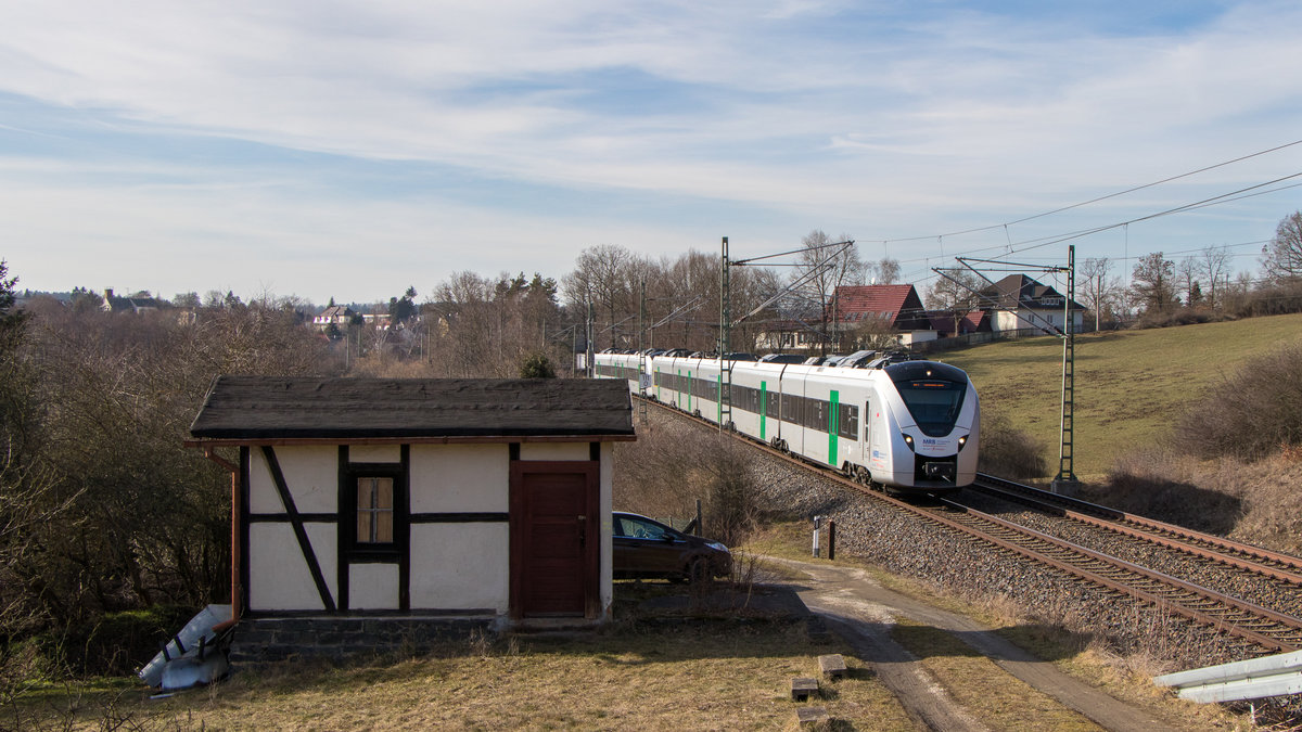 1440 202 ist am 17. Februar 2019 in Jössnitz unterwegs nach Dresden Hbf.