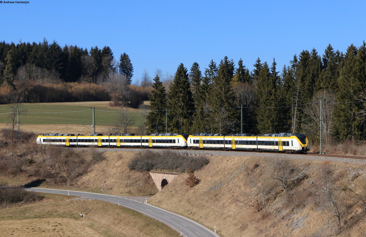 1440 364 und 1440 171 als S 9717 (Freiburg(Brsg)Hbf - Villingen(Schwarzw)) bei Bachheim 28.2.22