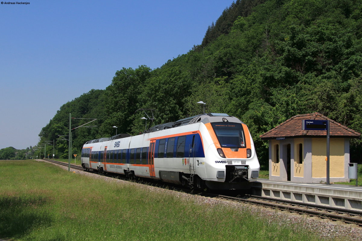 1442 151-5 (ET 151) als S 77439 (Bad Krozingen-Münstertal​(Schwarzwald)) in Etzenbach 16.5.20