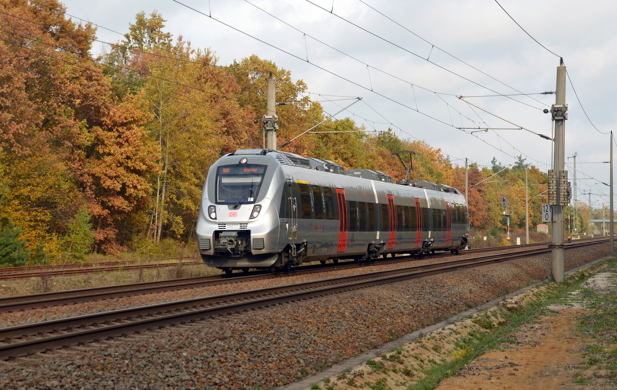 1442 171 wurde am 06.11.16 auf der Linie Bitterfeld-Falkenberg(E) eingesetzt. Von Wittenberg kommend wird in Kürze der Haltepunkt Burgkemnitz erreicht.