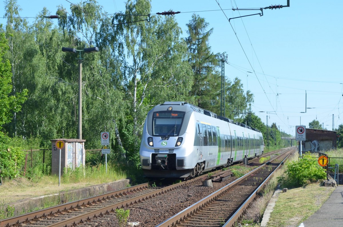 1442 605 als S4 nach Torgau in Großdeuben bei Leipzig 06.05.2015