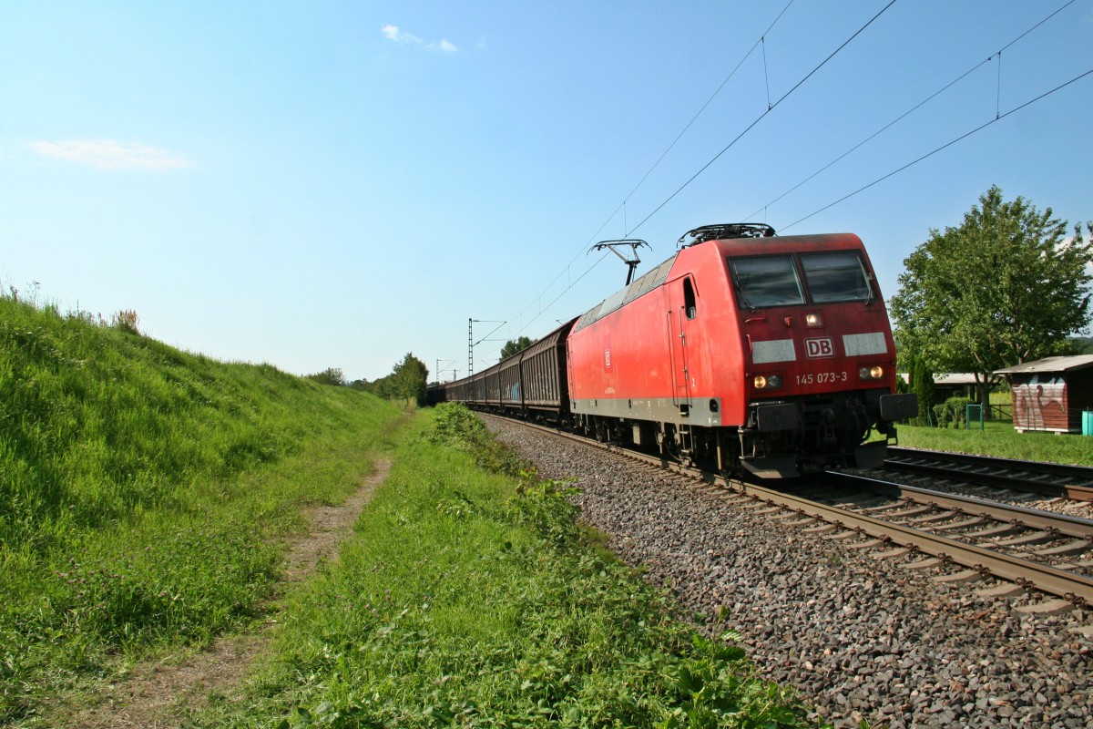 145 073-3 mit dem 49057 von Bermerhaven-Kaiserhafen nach Bludenz am Nachmittag des 01.08.14 nrdlich von Kollmarsreute.