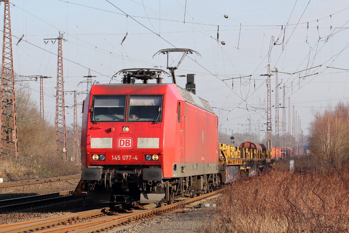 145 077-4 verlässt nach dem Kopf machen Recklinghausen-Ost 7.2.2018