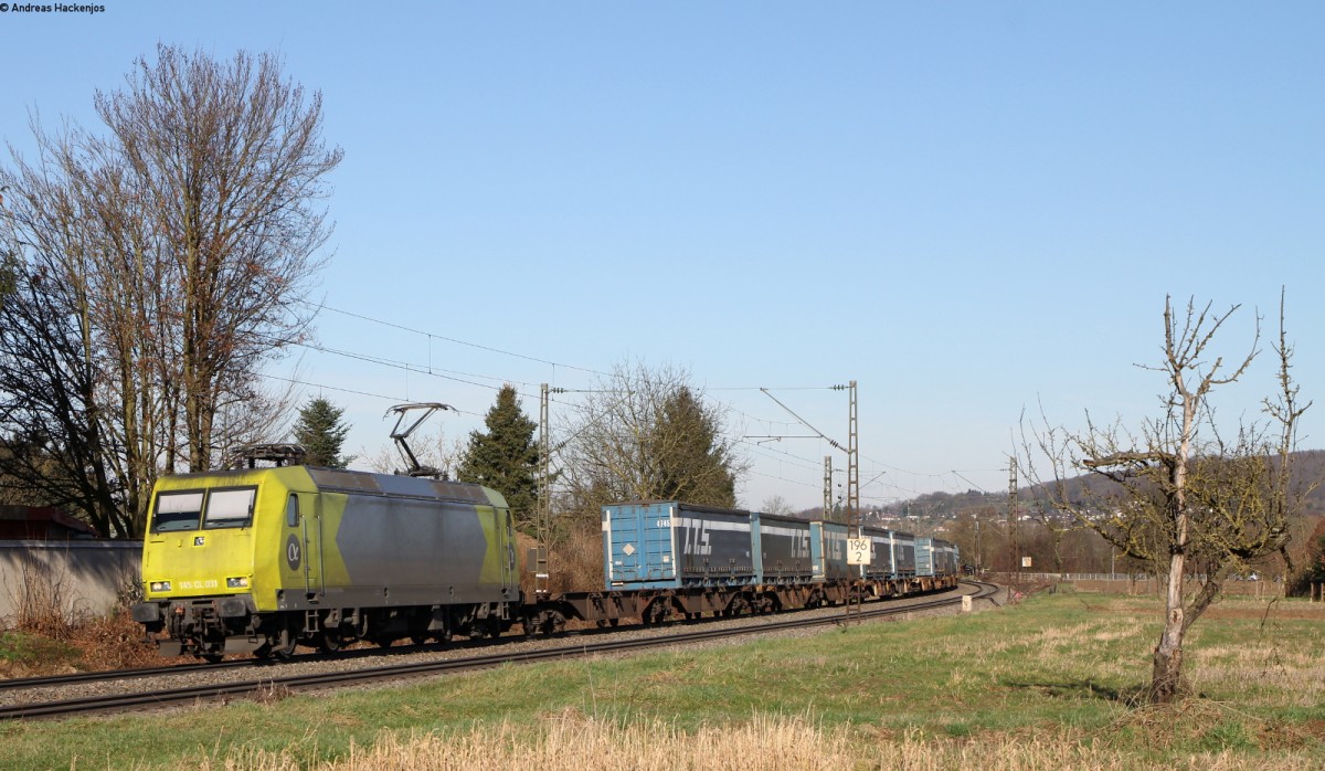 145 931-2 mit einem TTS. KV Zug bei Kollmarsreute 20.2.14