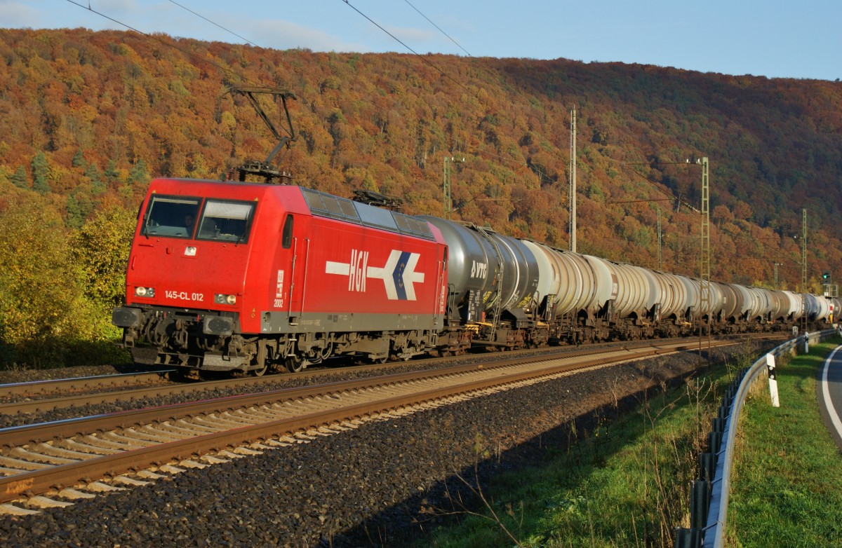 145-CL 012 -HKG- mit einen Kesselzug am 24.10.13 Richtung Wrzburg.