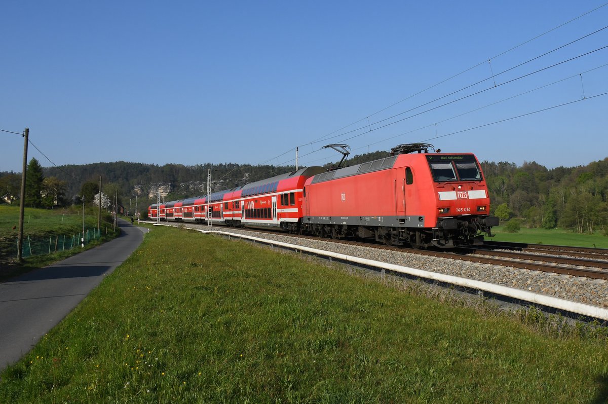 146 014 am 24.04.19 bei Rathen/Strand