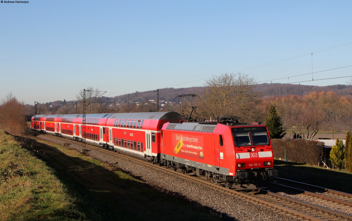 146 110-2 mit dem RE 5341 (Offenburg-Basel SBB) bei Kollmarsreute 25.1.16