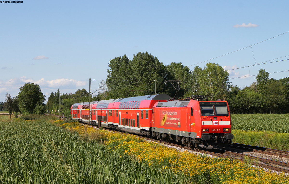 146 111-0 mit dem RE 5345 (Offenburg-Basel SBB) bei Riegel 14.8.19