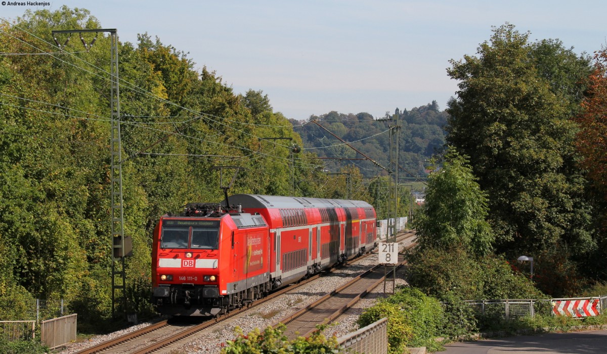 146 111-0 mit der RB 26567 (Offenburg-Neuenburg(Baden)) bei FR-St.Georgen 28.9.14