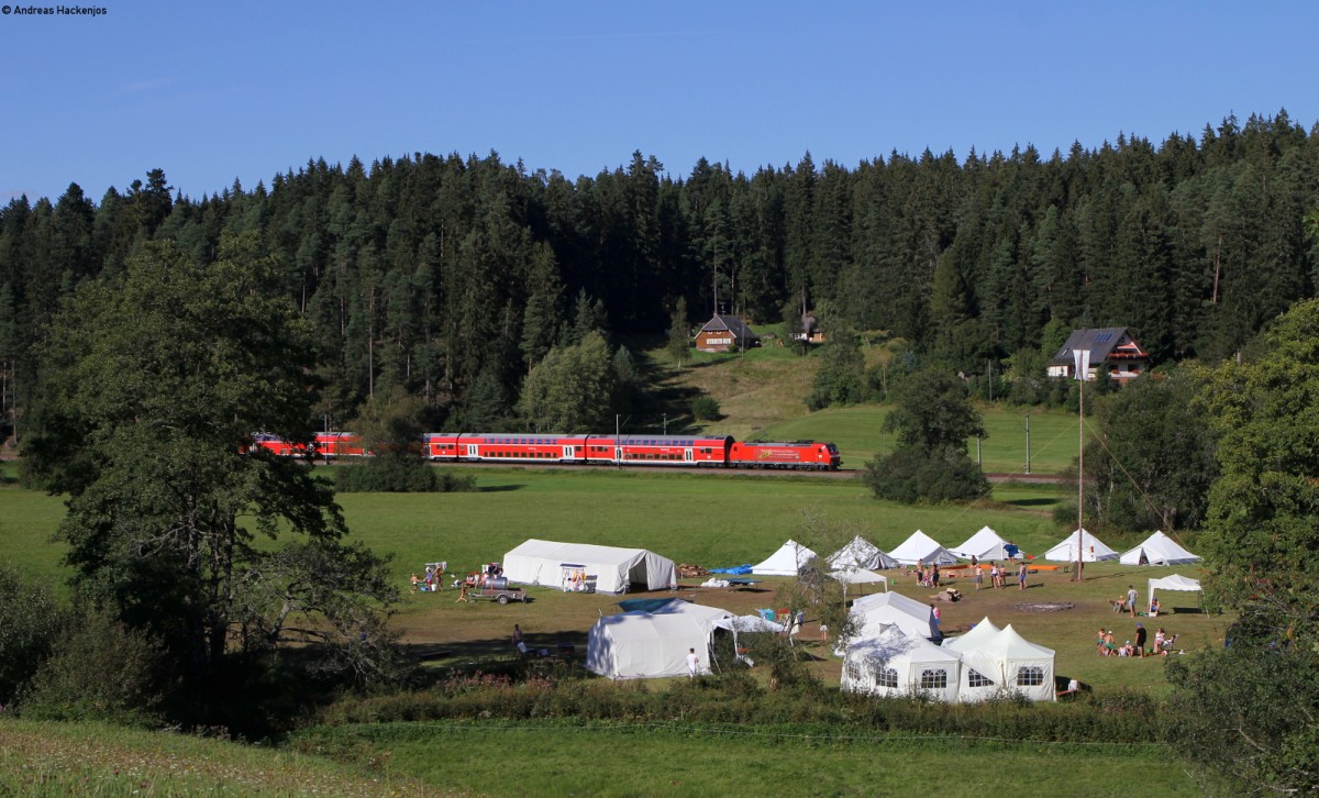 146 112-8  Baden Württemberg erfahren  mit dem IRE 5325 (Karlsruhe Hbf-Konstanz) bei Unterkirnach 30.8.14
