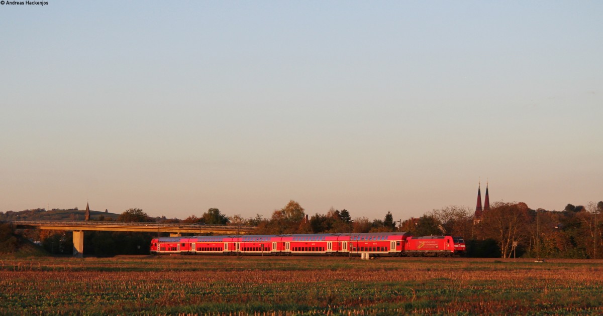 146 112-8 mit dem RE 26523 (Offenburg-Basel Bad Bf) bei Riegel 24.10.13