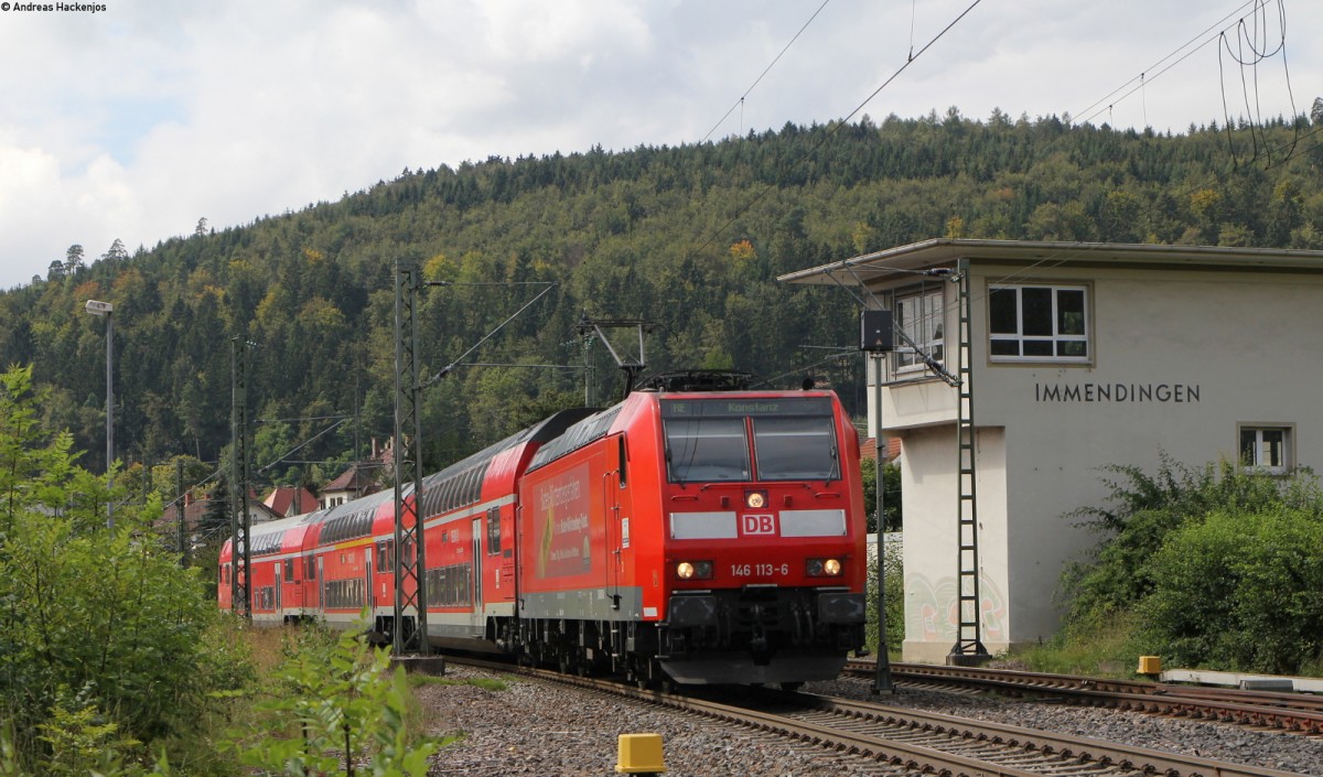 146 113-6 mit dem RE 20533 (Karlsruhe Hbf-Konstanz) in Immendingen 1.9.14