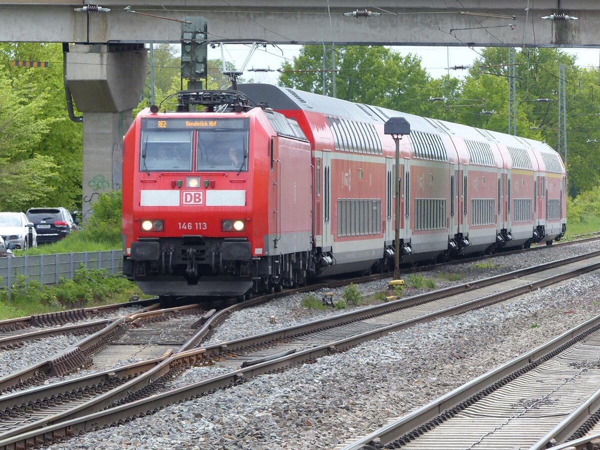 146 113 mit RE2 Düsseldorf- Osnabrück in Brock=Ostbevern, 05.05.2022