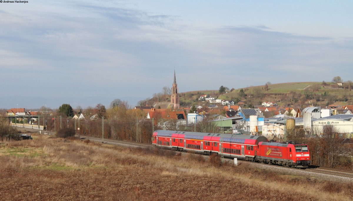 146 115-1  Baden Württemberg erfahren  mit der RB 26565  (Offenburg-Neuenburg(Baden)) bei Teningen 15.1.14