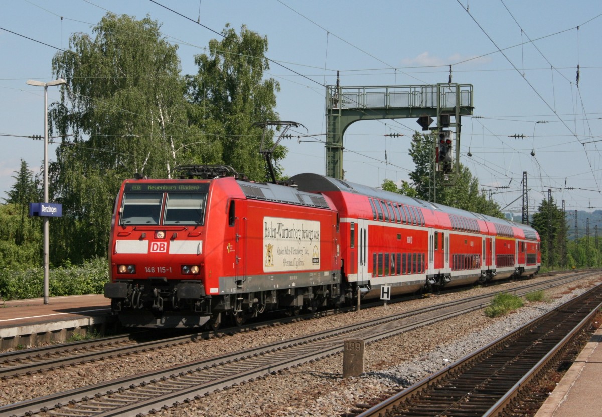 146 115 mit RB 26565 (Offenburg–Neuenburg [Baden]) am 14.05.2011 in Denzlingen