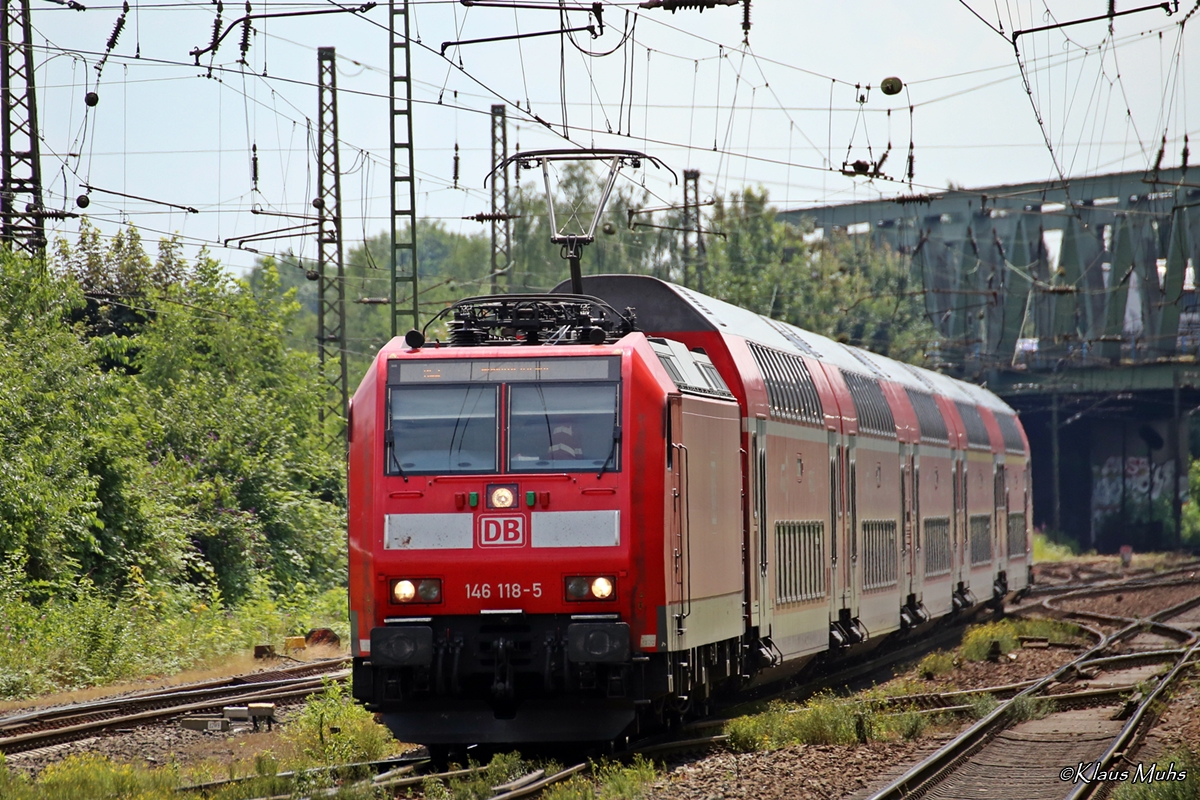 146 118-5 mit dem RE2 nach Münster. 18.07.2016 Recklinghausen-Süd 