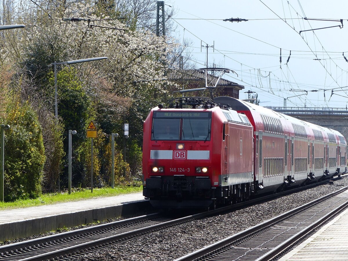 146 124 mit RE2 nach Osnabrück in Brock=Ostbevern, 14.04.2021