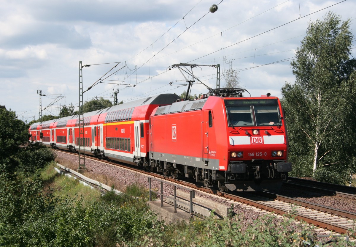 146 125 mit RE 4421 (Bremen–Hannover) am 31.08.2010 in Hagen (Han)