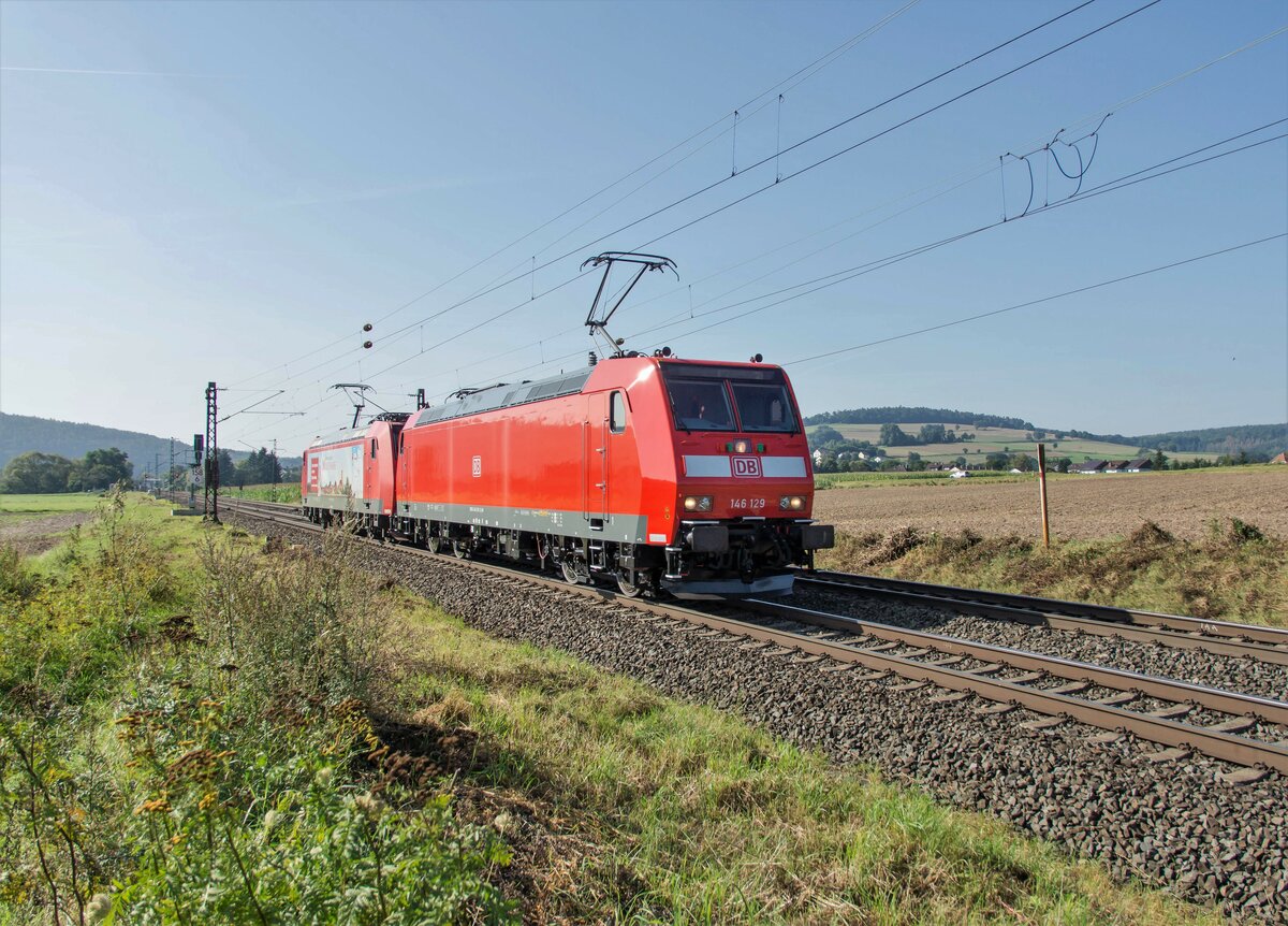 146 129-2 +146 127-6 als LZ bei Reilos am 08.09.2021