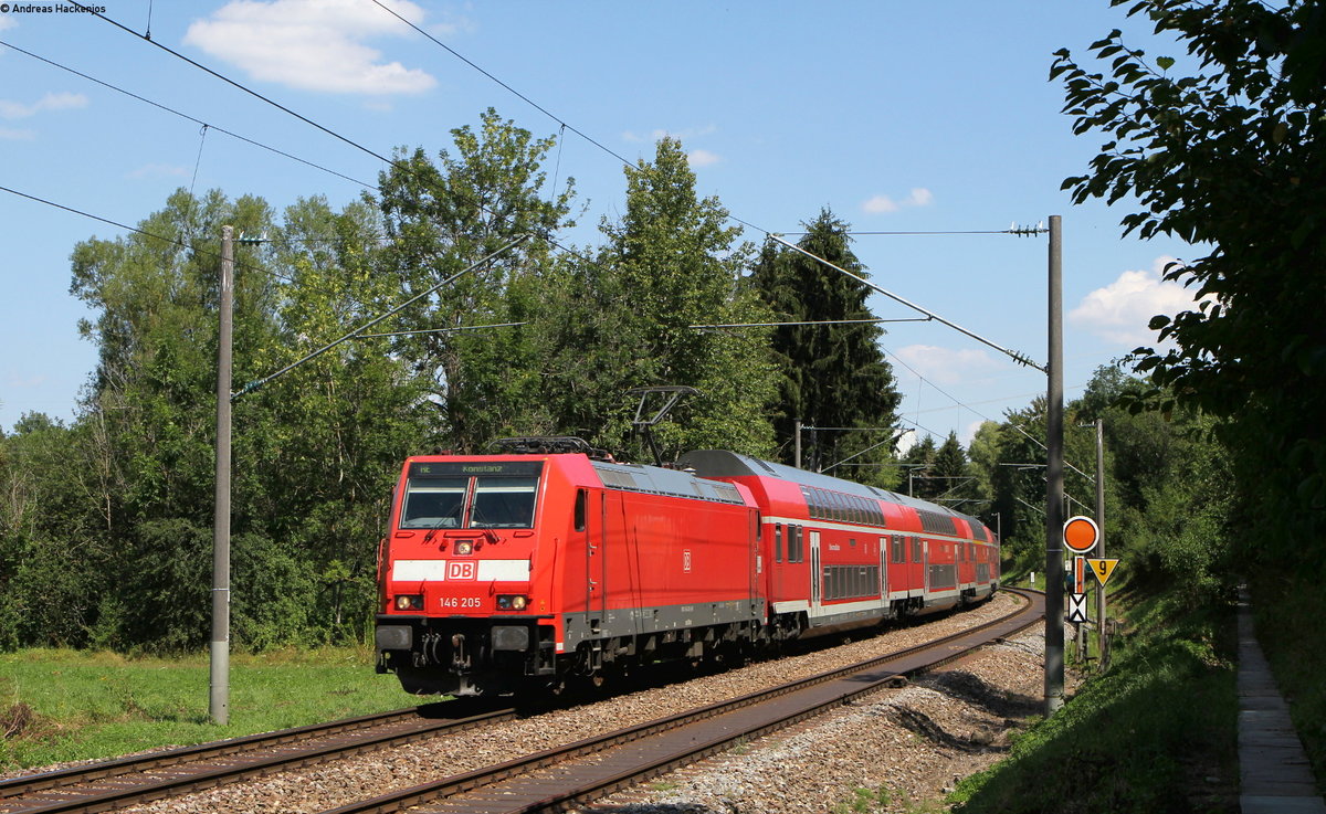 146 205-0 mit dem RE 4721 (Karlsruhe Hbf-Konstanz) bei Villingen 31.7.18