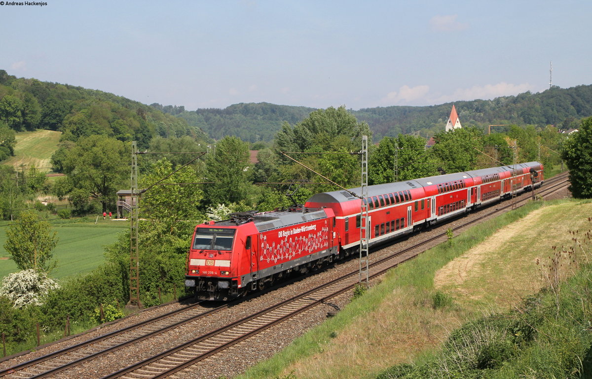 146 208-4  DB Regio in BaWü  mit der RB 19293 (Geislingen(Steige)-Ulm Hbf) bei Lonsee 12.5.18