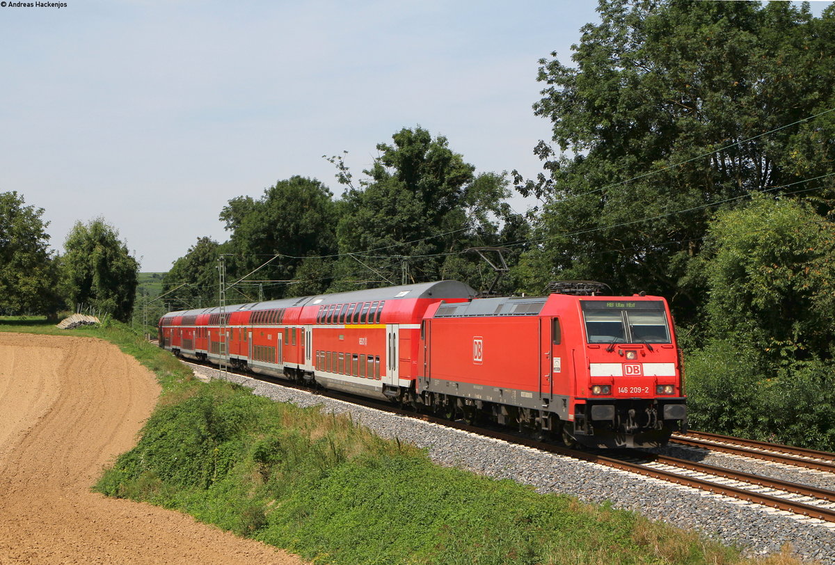 146 209-2 mit der RB 19121 (Neckarsulm-Ulm Hbf) bei Lauffen 16.8.16