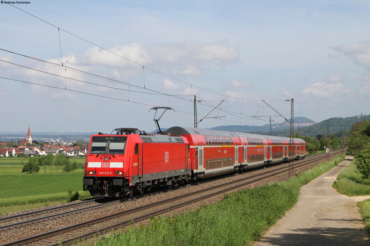 146 210-0 mit der RB 19223 (Stuttgart Hbf-Ulm Hbf) bei Kuchen 23.5.19